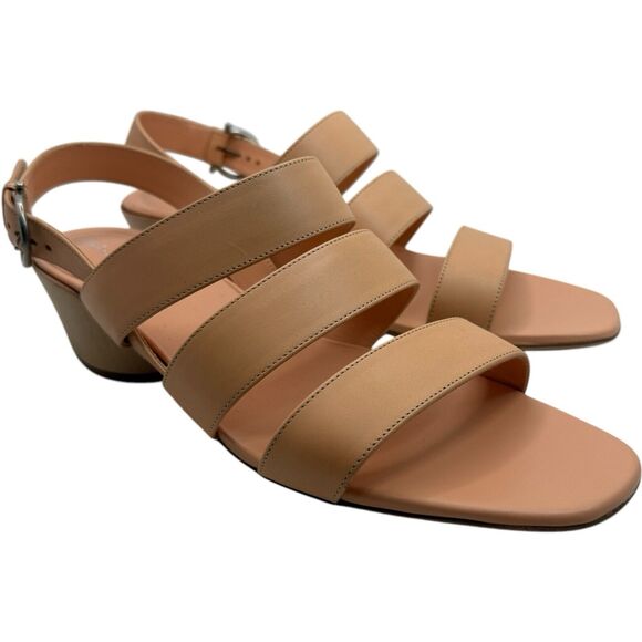 SALVATORE FERRAGAMO Trezze 30 Leather Slingback Sandals Size 10.5 - Picture 1 of 13